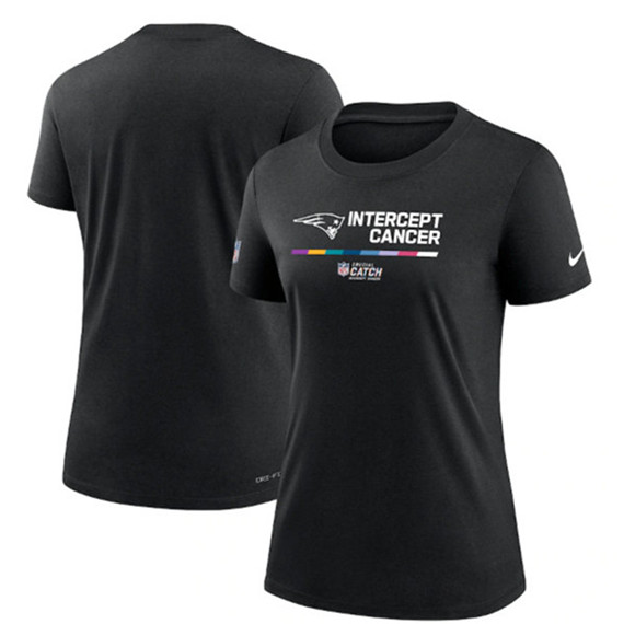 Women's New England Patriots Black 2022 Crucial Catch Performance T-Shirt(Run Small)